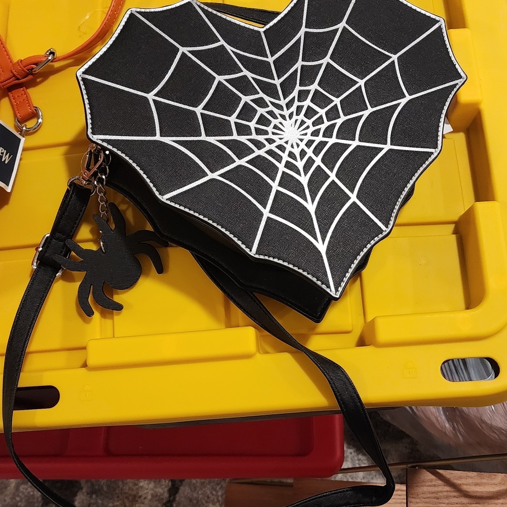 Spider Web Black and White Crossbody Bag